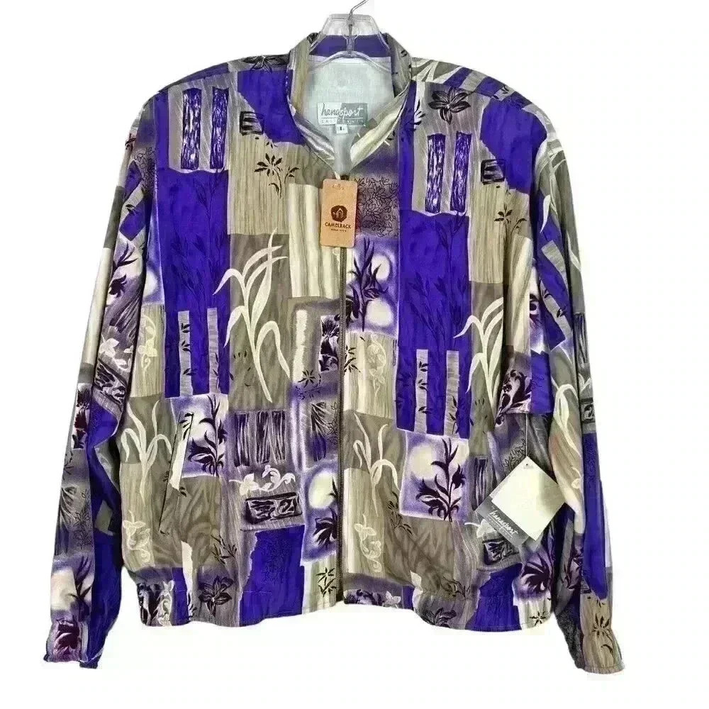 New NWT Hana Sport Vintage Windbreaker‎ Purple 90’s Women’s Large Golf Tennis